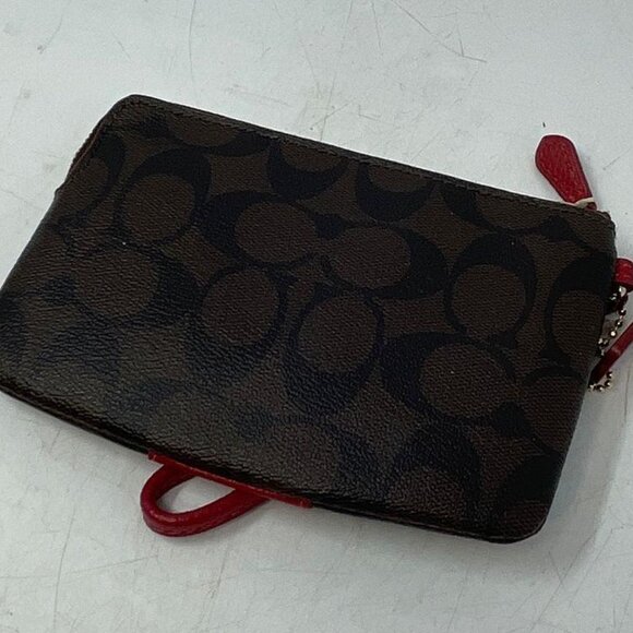 EUC Coach Signature Red Stripe Wristlet - Picture 3 of 9